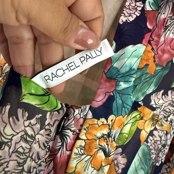 Rachel Pally Birdie Floral High Neck Open Back Asymmetric Midi Dress Womens XS - Picture 3 of 8